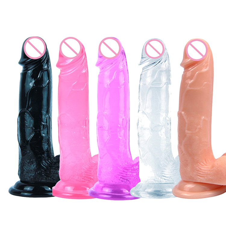 Bulk Sexual Small Huge Different Sizes TPE Masturbation Hot Sex Toy Anal Rubber Penis Colorful Crystal Realistic Dildo for Woman